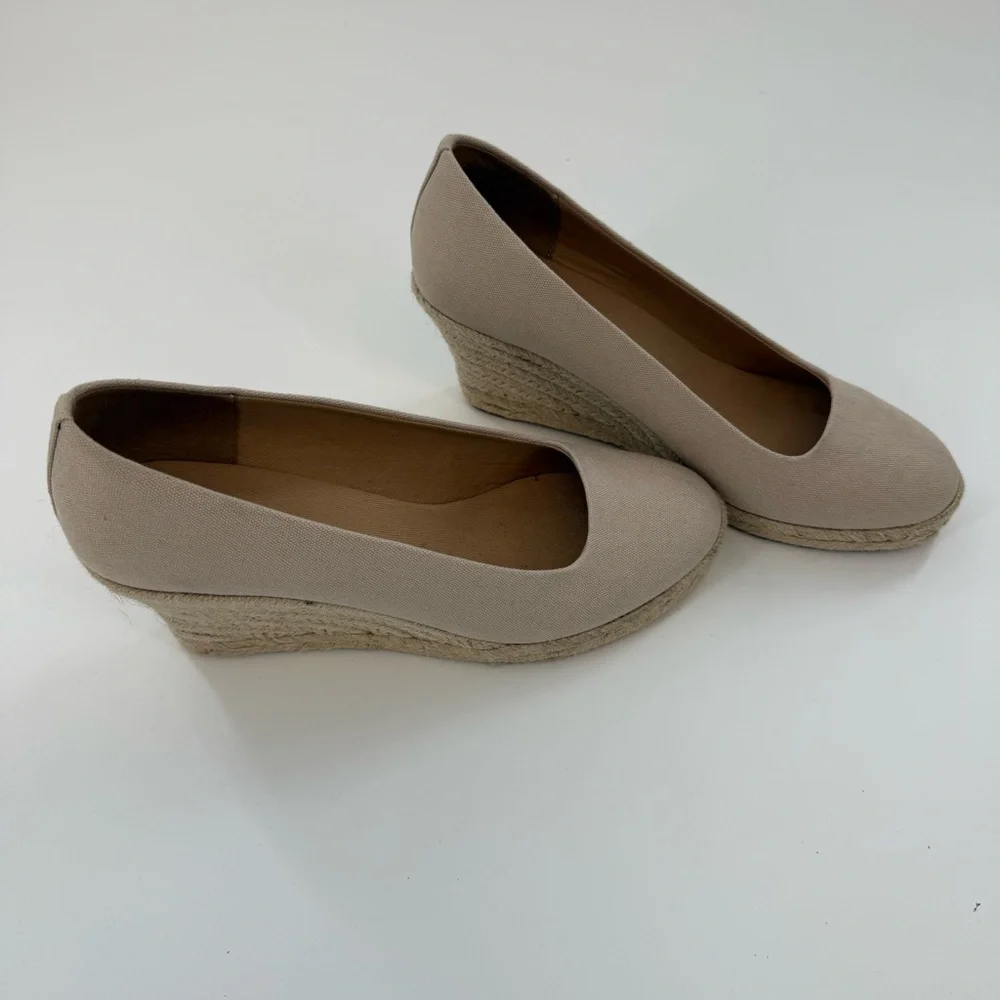 J. Crew Factory Canvas Espadrille Wedges Flax Size 9